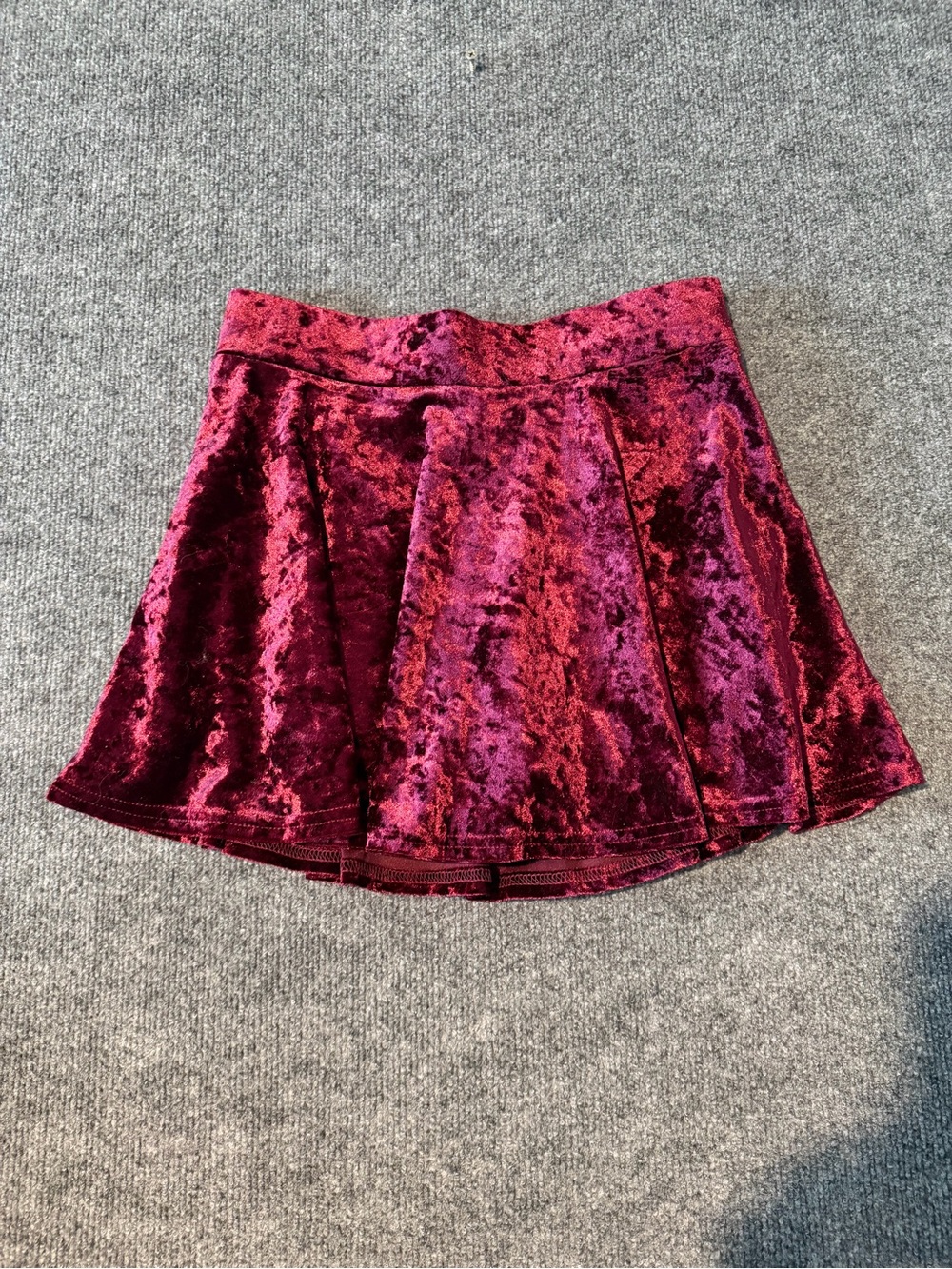 Altar'd State Crushed Velvet Circle Skirt in Berry